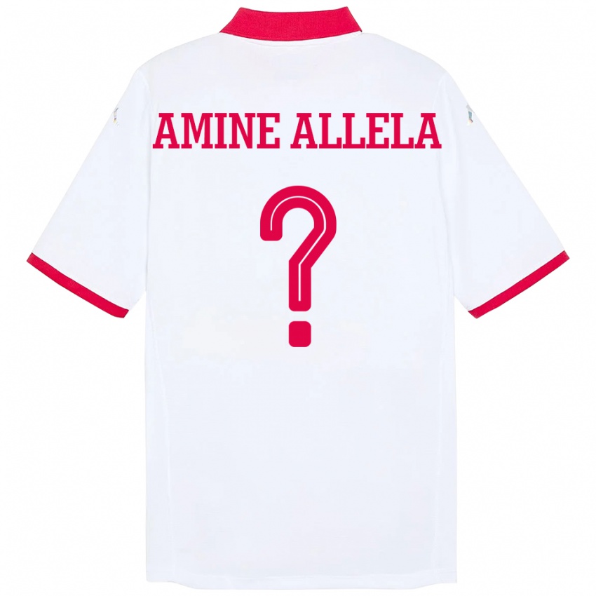 ילדים תוניסיה Mohamed Amine Allela #0 לָבָן הרחק ג'רזי 24-26 חולצה קצרה