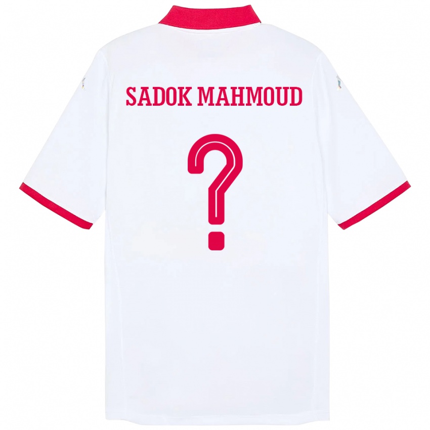 ילדים תוניסיה Mohamed Sadok Mahmoud #0 לָבָן הרחק ג'רזי 24-26 חולצה קצרה