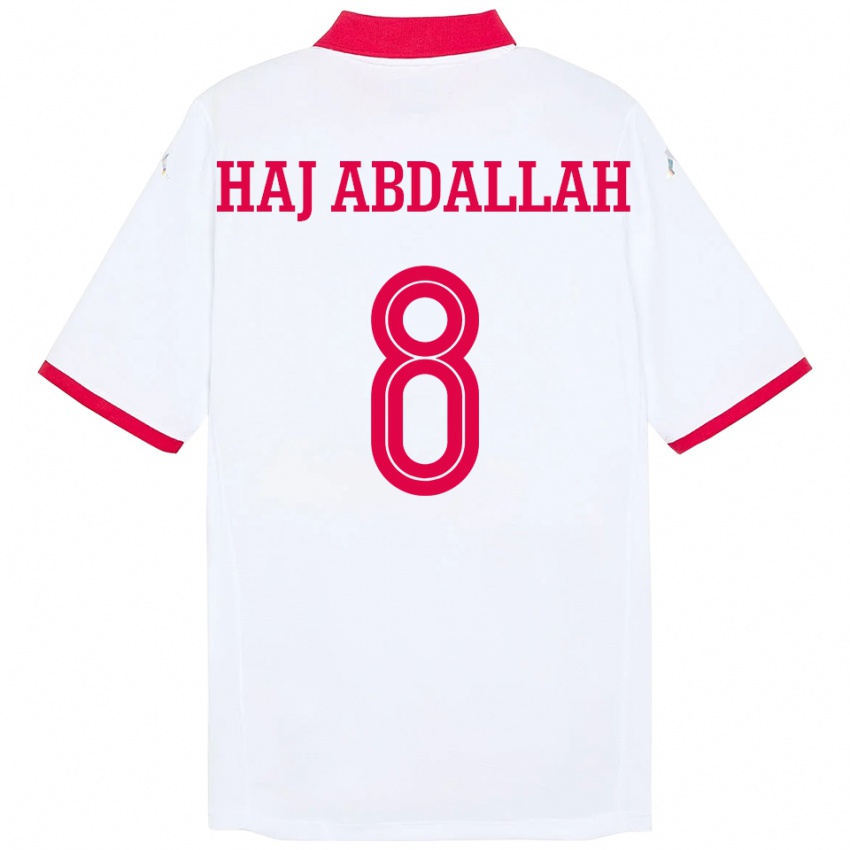 ילדים תוניסיה Saifedine Haj Abdallah #8 לָבָן הרחק ג'רזי 24-26 חולצה קצרה