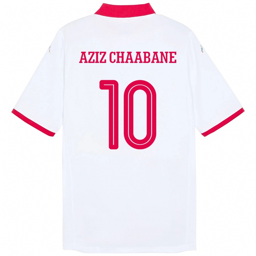 ילדים תוניסיה Mohamed Aziz Chaabane #10 לָבָן הרחק ג'רזי 24-26 חולצה קצרה