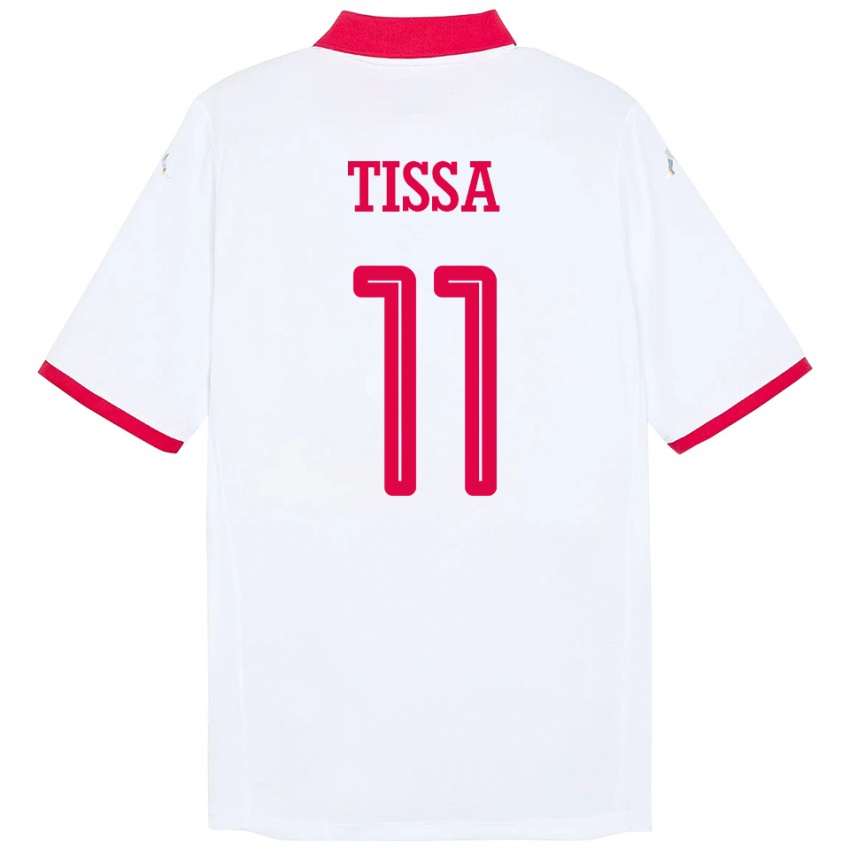 ילדים תוניסיה Wassim Tissa #11 לָבָן הרחק ג'רזי 24-26 חולצה קצרה