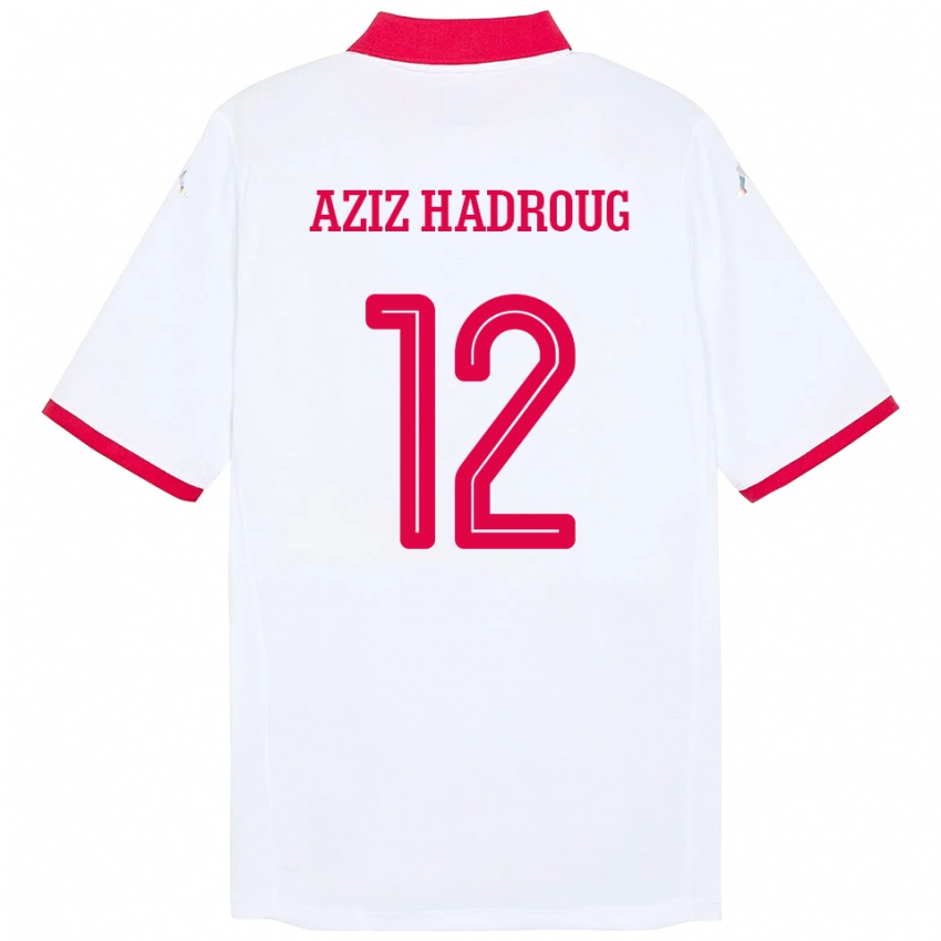 ילדים תוניסיה Mohamed Aziz Hadroug #12 לָבָן הרחק ג'רזי 24-26 חולצה קצרה