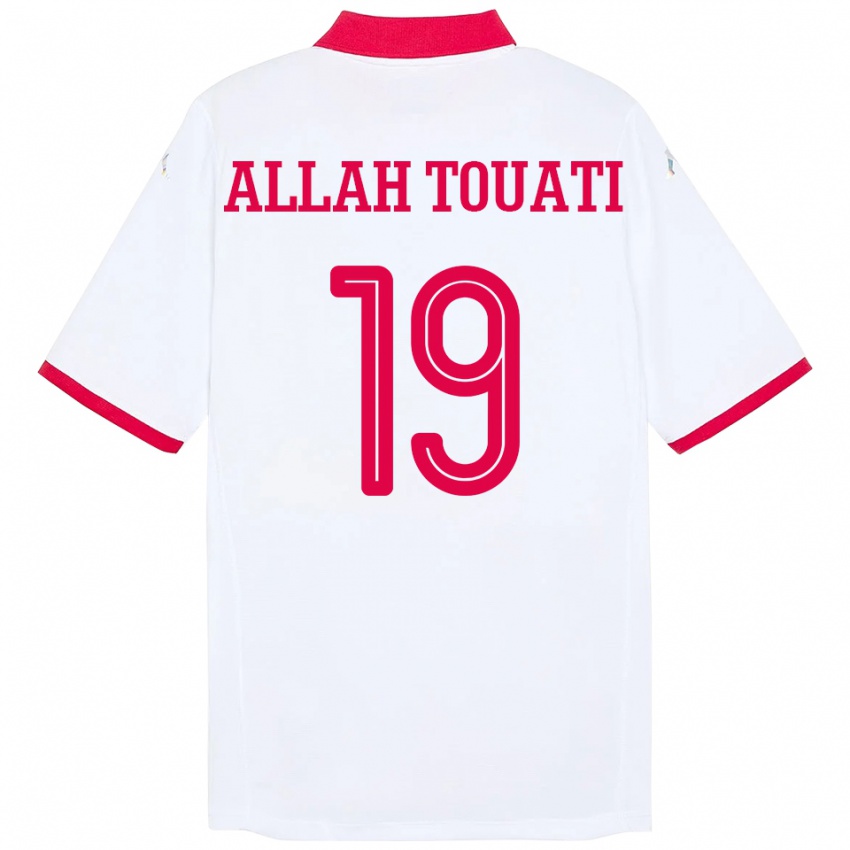 ילדים תוניסיה Amen Allah Touati #19 לָבָן הרחק ג'רזי 24-26 חולצה קצרה