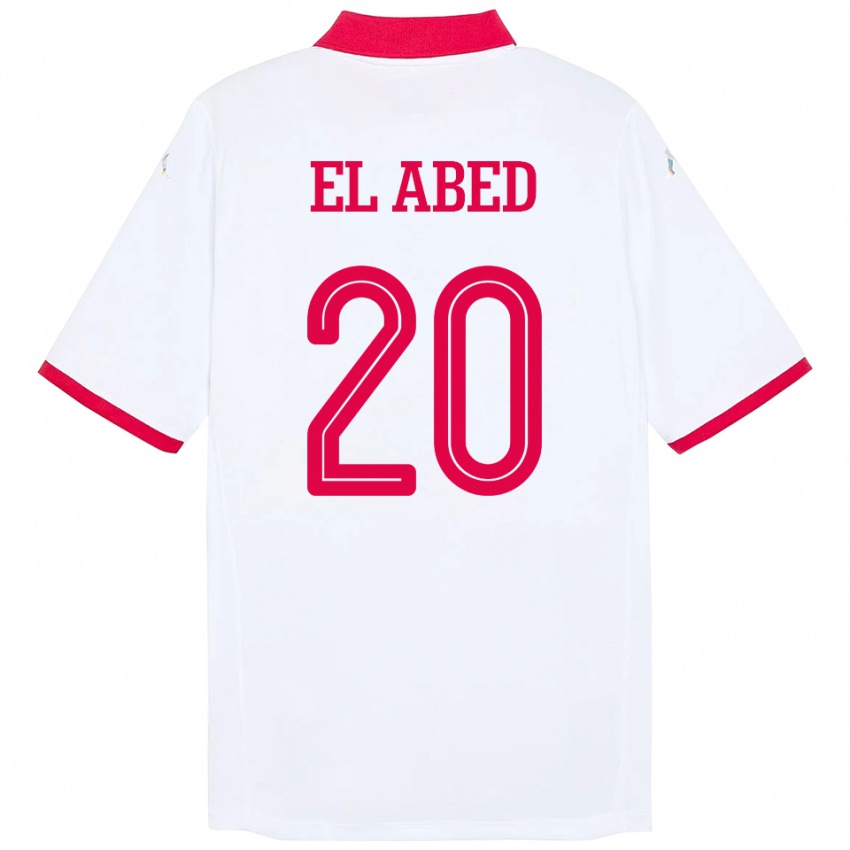 ילדים תוניסיה Iyed El Abed #20 לָבָן הרחק ג'רזי 24-26 חולצה קצרה