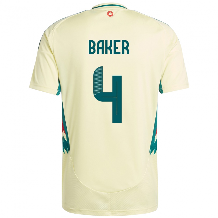 ילדים ויילס Matthew Baker #4 בז' צהוב הרחק ג'רזי 24-26 חולצה קצרה