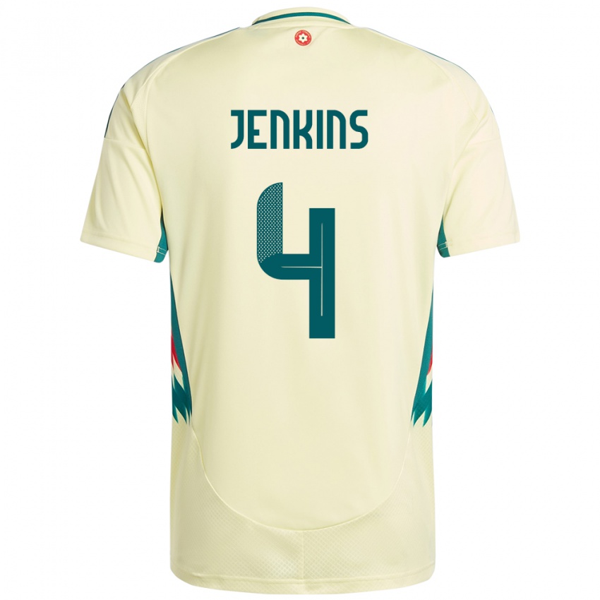 ילדים ויילס Lee Jenkins #4 בז' צהוב הרחק ג'רזי 24-26 חולצה קצרה