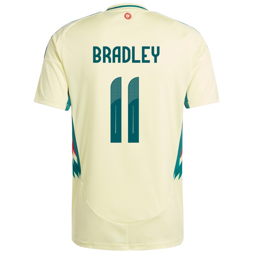 ילדים ויילס Sion Bradley #11 בז' צהוב הרחק ג'רזי 24-26 חולצה קצרה