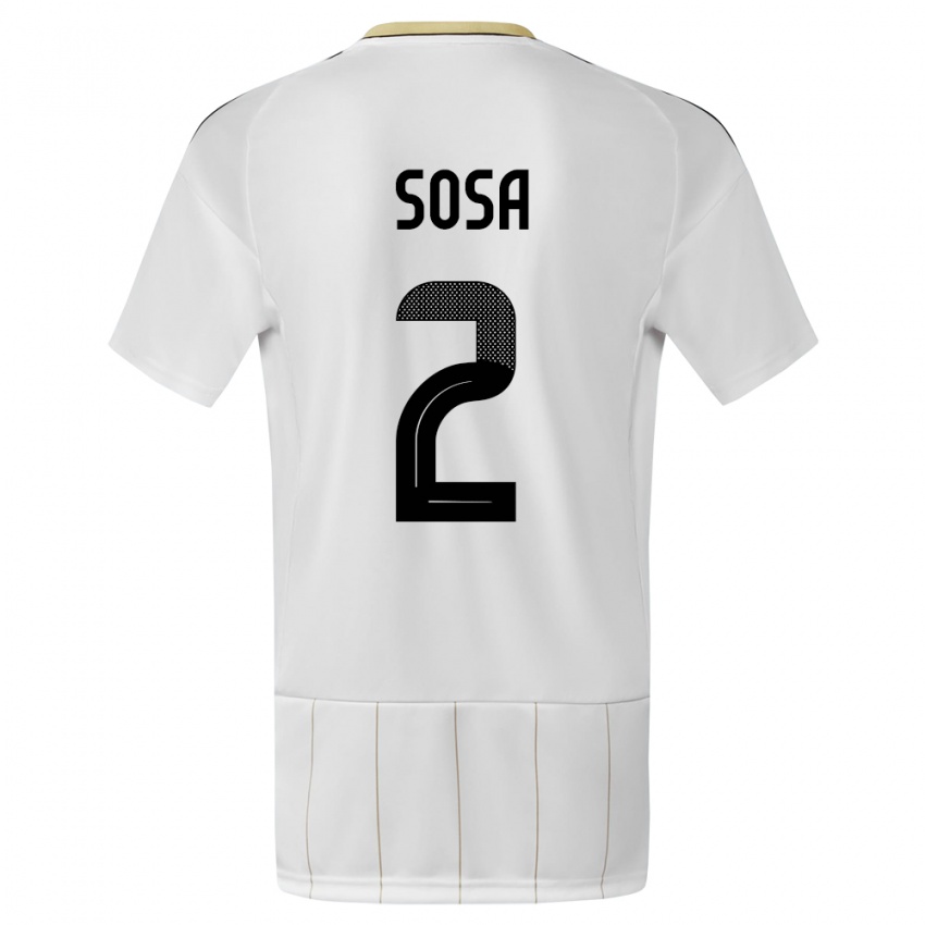 ילדים קוסטה ריקה Yerlan Sosa #2 לבן הרחק ג'רזי 24-26 חולצה קצרה