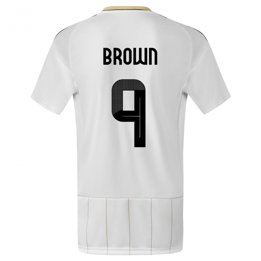 ילדים קוסטה ריקה Marcos Brown #9 לבן הרחק ג'רזי 24-26 חולצה קצרה