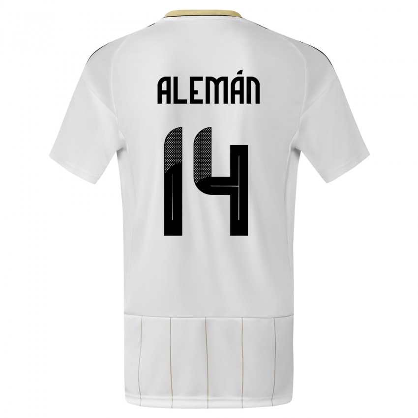 ילדים קוסטה ריקה Jeremy Alemán #14 לבן הרחק ג'רזי 24-26 חולצה קצרה