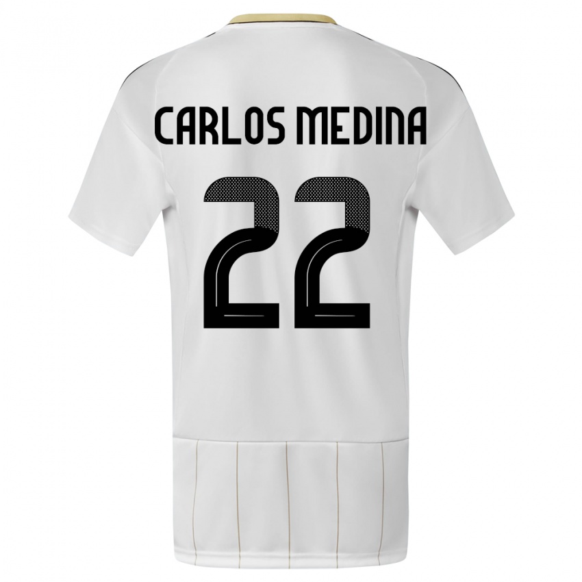 ילדים קוסטה ריקה Luis Carlos Medina #22 לבן הרחק ג'רזי 24-26 חולצה קצרה