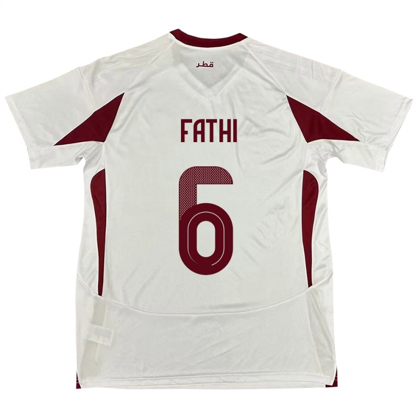 ילדים קטאר Ahmed Fathi #6 לָבָן הרחק ג'רזי 24-26 חולצה קצרה