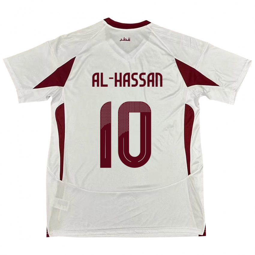 ילדים קטאר Ibrahim Al-Hassan #10 לָבָן הרחק ג'רזי 24-26 חולצה קצרה