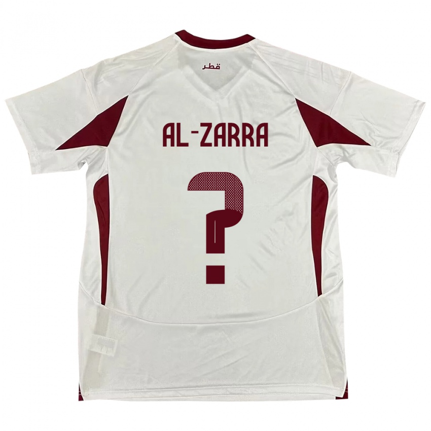 ילדים קטאר Jassim Al-Zarra #0 לָבָן הרחק ג'רזי 24-26 חולצה קצרה