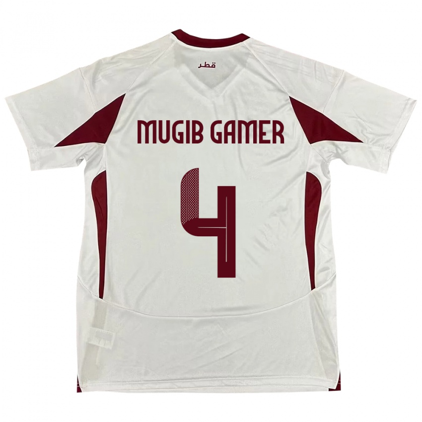 ילדים קטאר Abdalla Mugib Gamer #4 לָבָן הרחק ג'רזי 24-26 חולצה קצרה