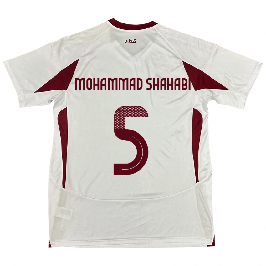 ילדים קטאר Ali Mohammad Shahabi #5 לָבָן הרחק ג'רזי 24-26 חולצה קצרה