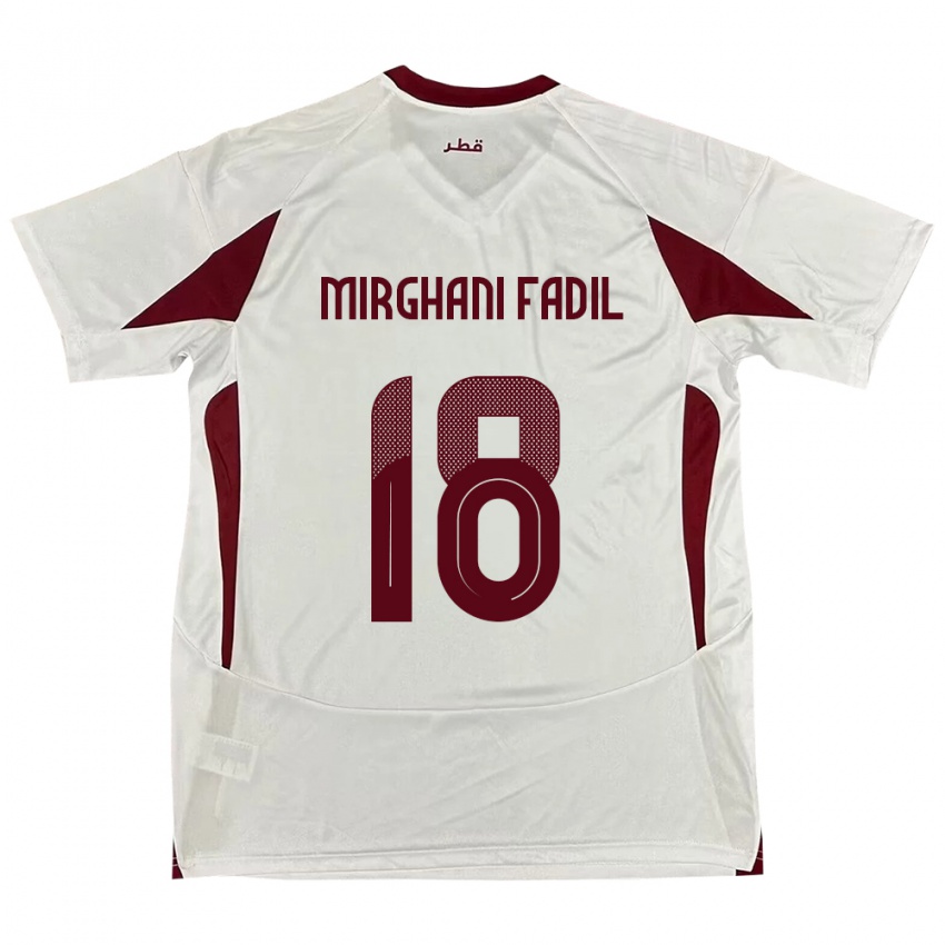 ילדים קטאר Awab Mirghani Fadil #18 לָבָן הרחק ג'רזי 24-26 חולצה קצרה