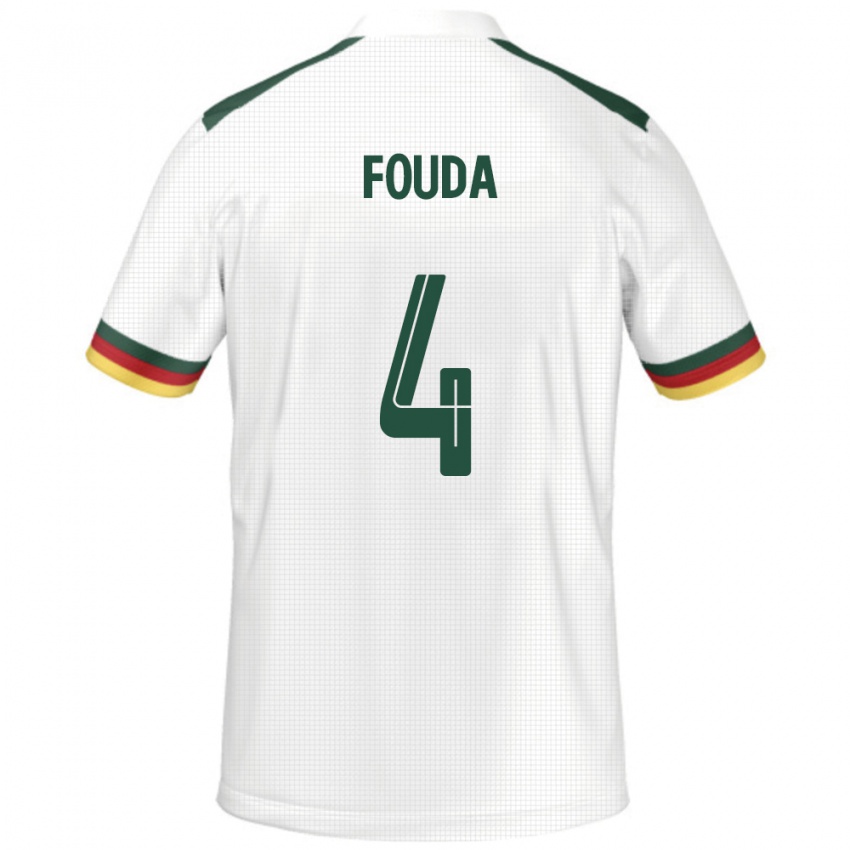 ילדים קמרון Junior Fouda #4 לָבָן הרחק ג'רזי 24-26 חולצה קצרה