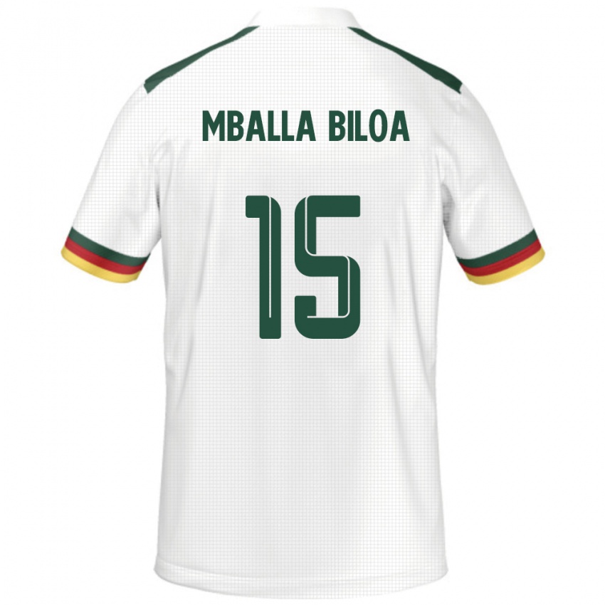ילדים קמרון Jules Victor Mballa Biloa #15 לָבָן הרחק ג'רזי 24-26 חולצה קצרה