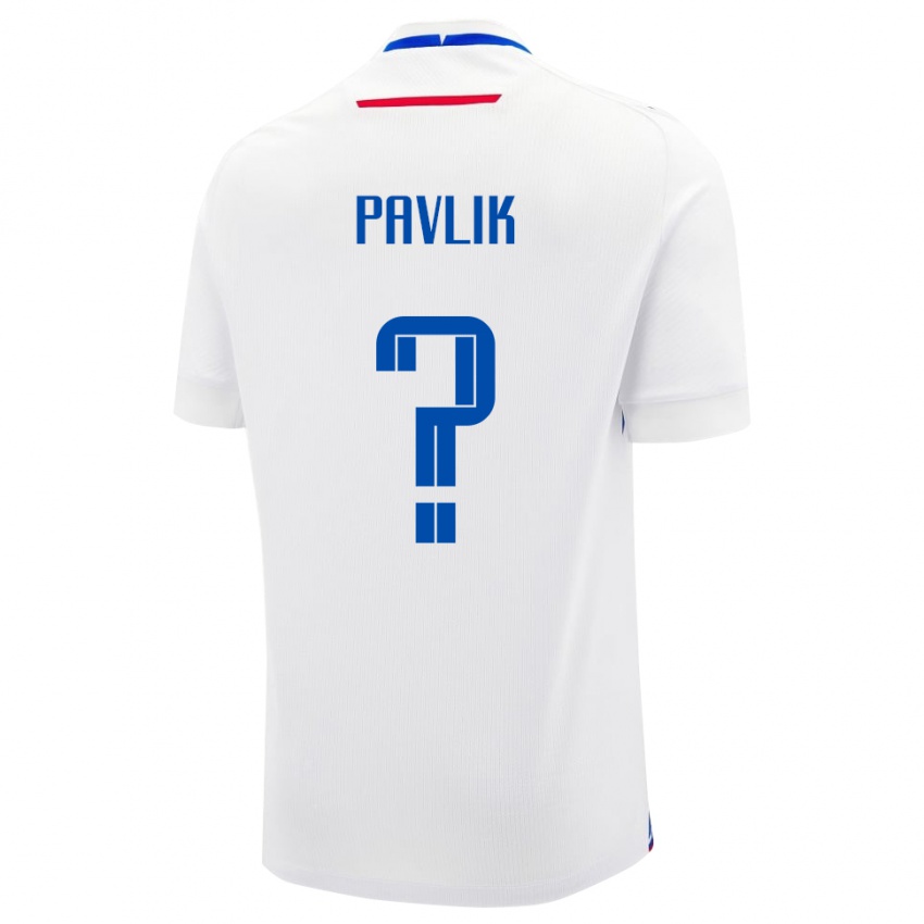 ילדים סלובקיה Matus Pavlik #0 לָבָן הרחק ג'רזי 24-26 חולצה קצרה