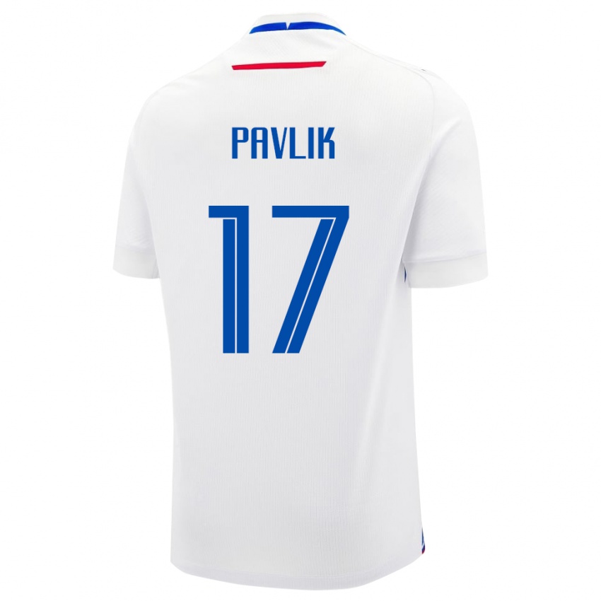 ילדים סלובקיה Samuel Pavlik #17 לָבָן הרחק ג'רזי 24-26 חולצה קצרה