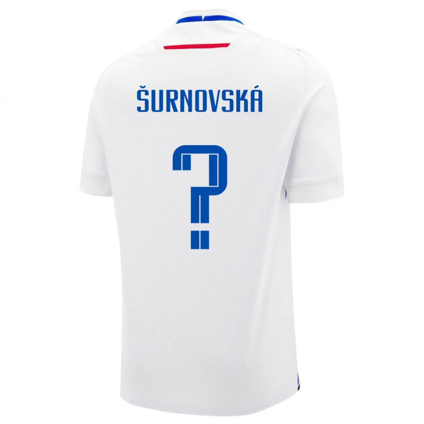 ילדים סלובקיה Martina Šurnovská #0 לָבָן הרחק ג'רזי 24-26 חולצה קצרה