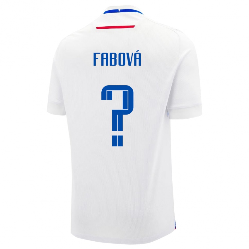 ילדים סלובקיה Klaudia Fabová #0 לָבָן הרחק ג'רזי 24-26 חולצה קצרה
