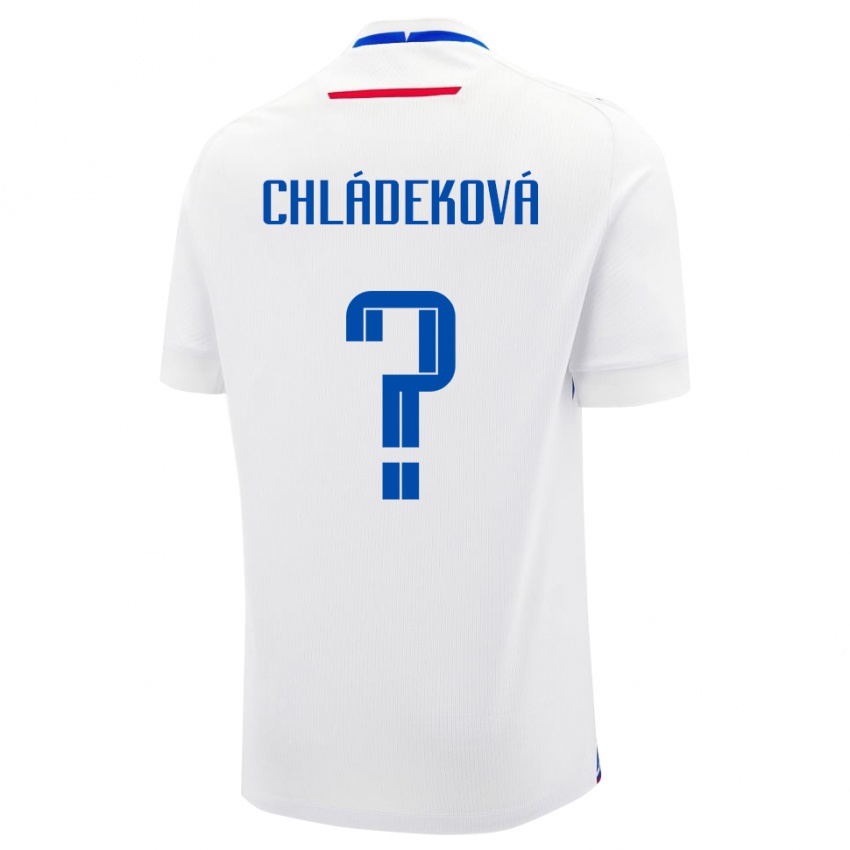 ילדים סלובקיה Patrícia Chládeková #0 לָבָן הרחק ג'רזי 24-26 חולצה קצרה