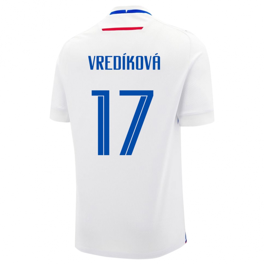 ילדים סלובקיה Katarína Vredíková #17 לָבָן הרחק ג'רזי 24-26 חולצה קצרה