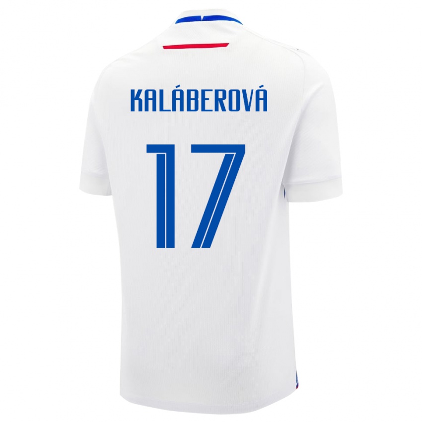 ילדים סלובקיה Victoria Kaláberová #17 לָבָן הרחק ג'רזי 24-26 חולצה קצרה