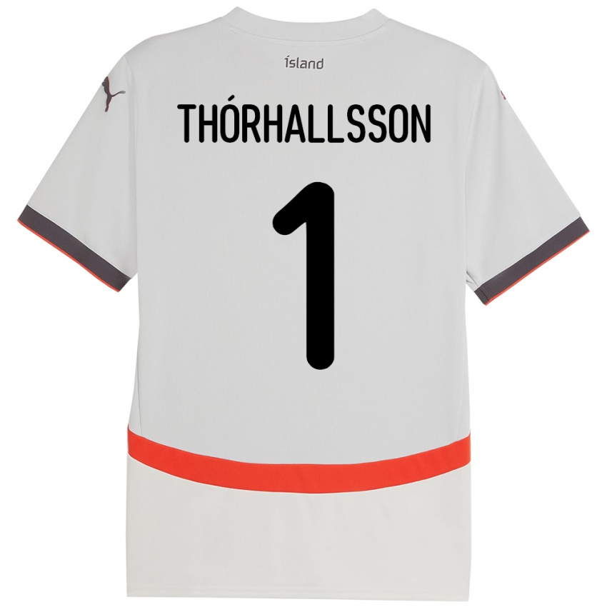 ילדים אִיסלַנד Ívar Arnbro Thórhallsson #1 לָבָן הרחק ג'רזי 24-26 חולצה קצרה