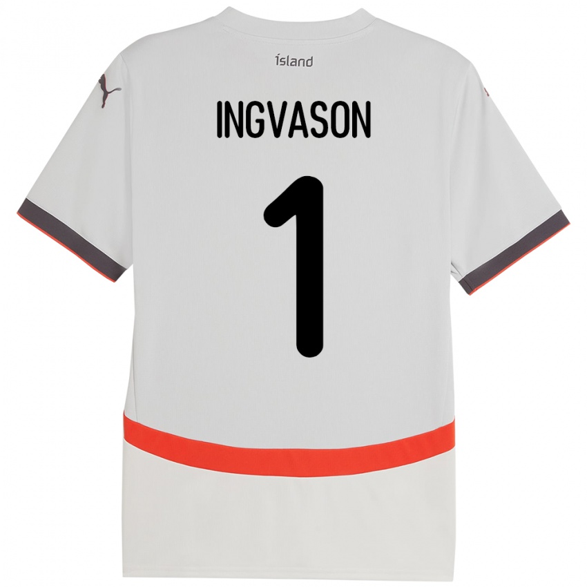 ילדים אִיסלַנד Sigurdur Ingvason #1 לָבָן הרחק ג'רזי 24-26 חולצה קצרה