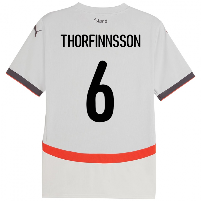 ילדים אִיסלַנד Mikael Máni Thorfinnsson #6 לָבָן הרחק ג'רזי 24-26 חולצה קצרה