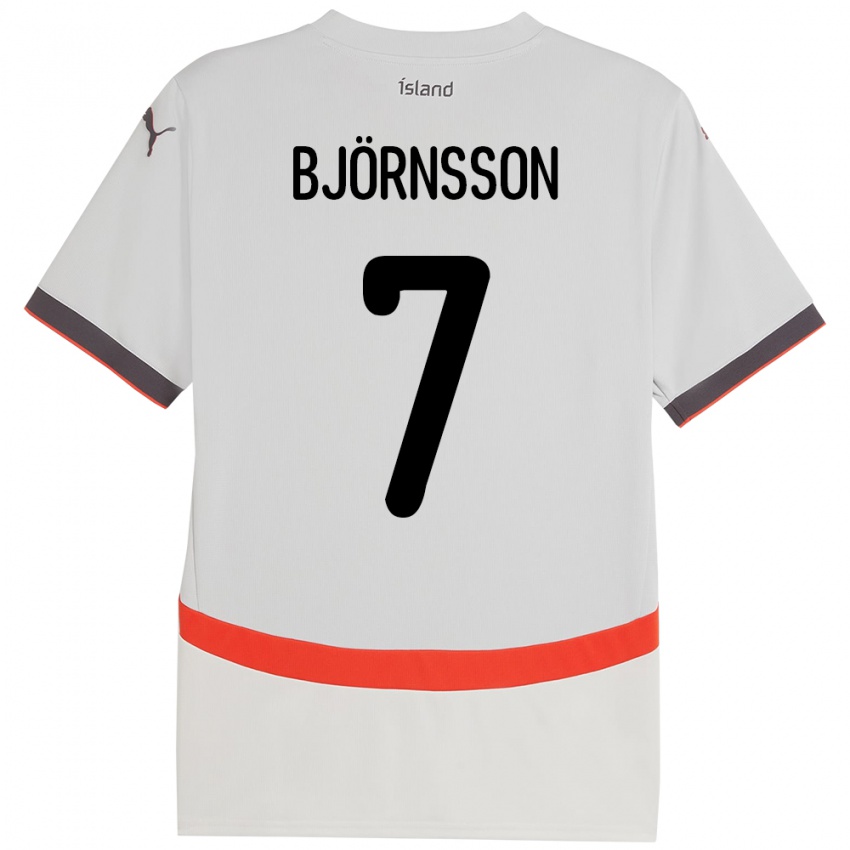 ילדים אִיסלַנד Benjamin Björnsson #7 לָבָן הרחק ג'רזי 24-26 חולצה קצרה