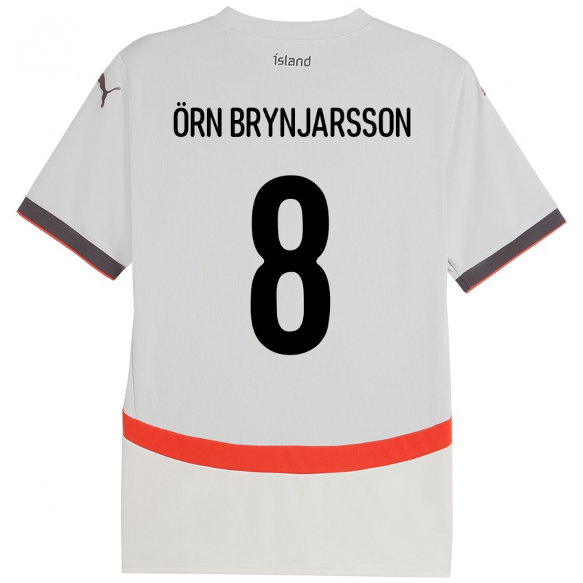 ילדים אִיסלַנד Bjarki Örn Brynjarsson #8 לָבָן הרחק ג'רזי 24-26 חולצה קצרה