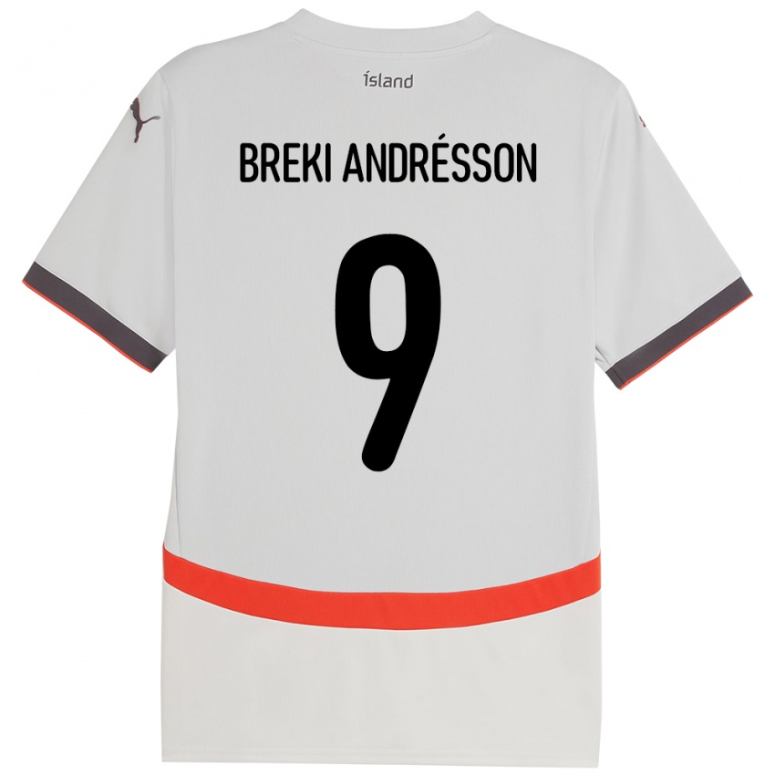 ילדים אִיסלַנד Benoný Breki Andrésson #9 לָבָן הרחק ג'רזי 24-26 חולצה קצרה