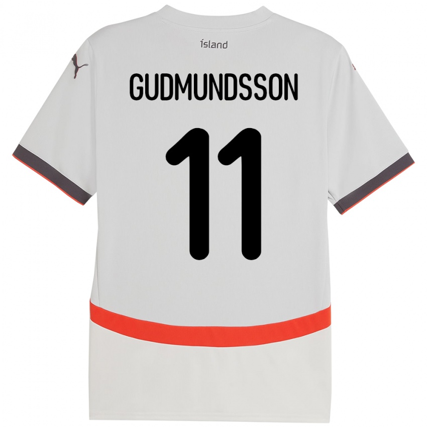 ילדים אִיסלַנד Galdur Gudmundsson #11 לָבָן הרחק ג'רזי 24-26 חולצה קצרה