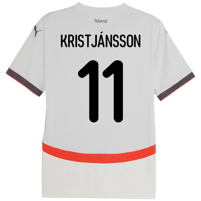 ילדים אִיסלַנד Tómas Óli Kristjánsson #11 לָבָן הרחק ג'רזי 24-26 חולצה קצרה