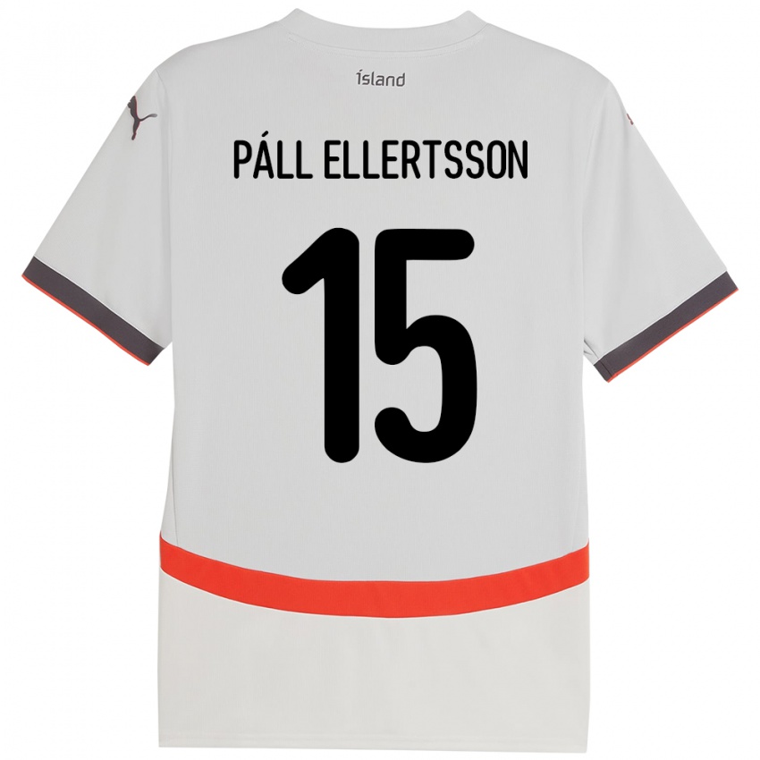 ילדים אִיסלַנד Markús Páll Ellertsson #15 לָבָן הרחק ג'רזי 24-26 חולצה קצרה