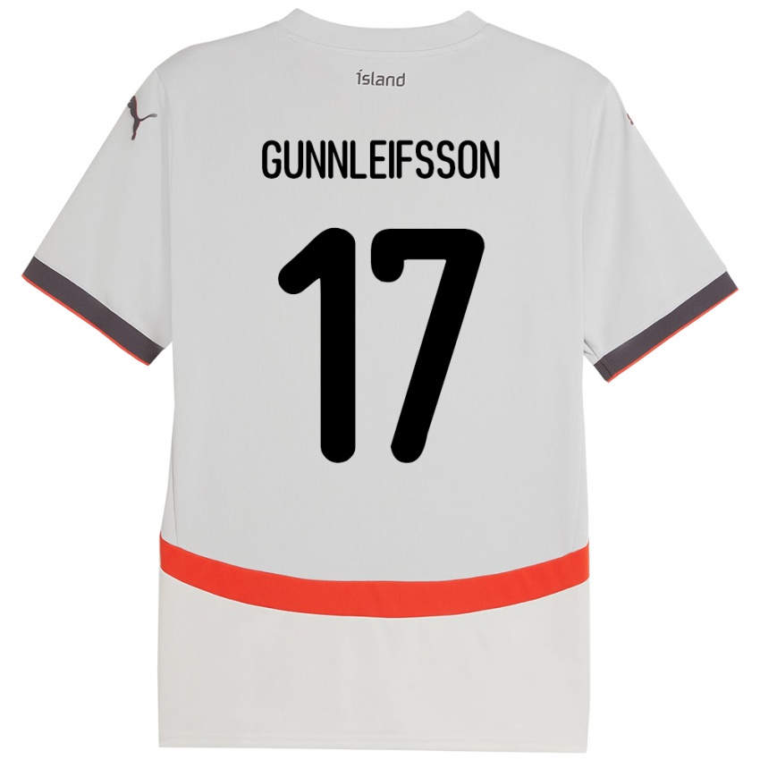 ילדים אִיסלַנד Gunnleifur Orri Gunnleifsson #17 לָבָן הרחק ג'רזי 24-26 חולצה קצרה