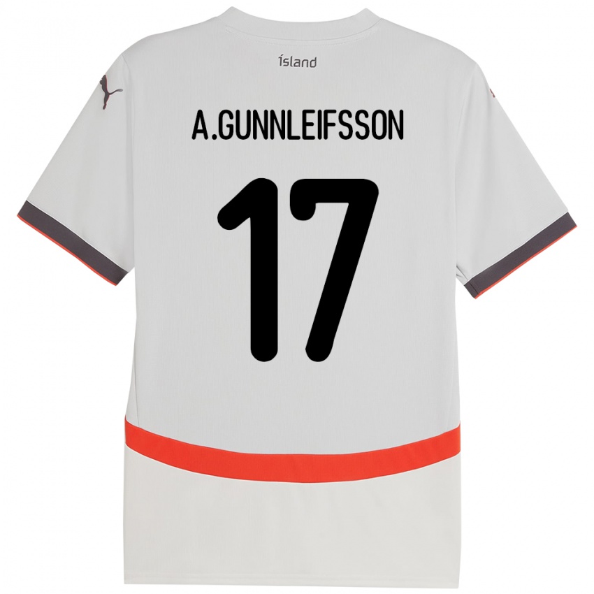 ילדים אִיסלַנד Arnar Bjarki Gunnleifsson #17 לָבָן הרחק ג'רזי 24-26 חולצה קצרה