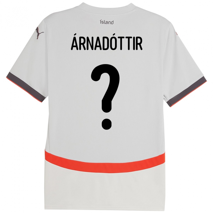 ילדים אִיסלַנד Kristín Dís Árnadóttir #0 לָבָן הרחק ג'רזי 24-26 חולצה קצרה