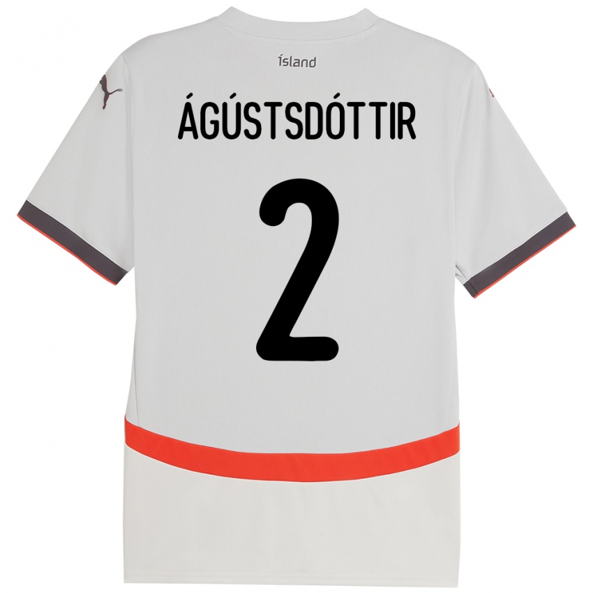 ילדים אִיסלַנד Berglind Rós Ágústsdóttir #2 לָבָן הרחק ג'רזי 24-26 חולצה קצרה