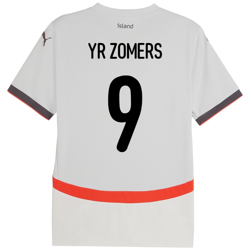 ילדים אִיסלַנד Diljá Ýr Zomers #9 לָבָן הרחק ג'רזי 24-26 חולצה קצרה