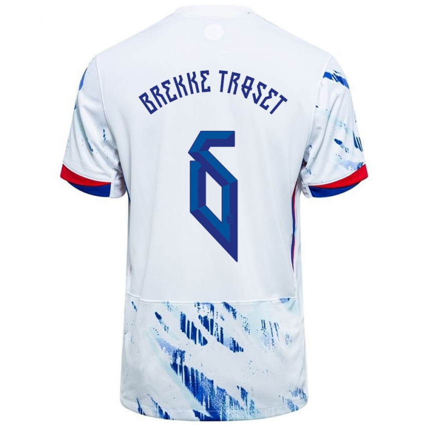 ילדים נורבגיה Henry Brekke Troset #6 לבן כחול הרחק ג'רזי 24-26 חולצה קצרה