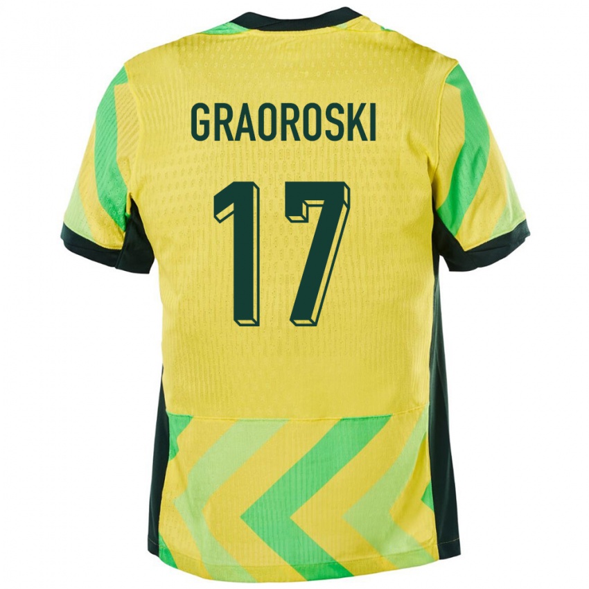 גברים אוֹסטְרַלִיָה Jordan Graoroski #17 זָהוּב ג'רזי ביתית 24-26 חולצה קצרה