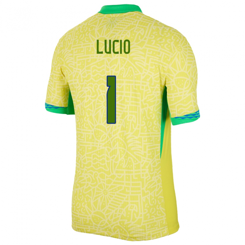 גברים ברזיל João Lucio #1 צהוב ג'רזי ביתית 24-26 חולצה קצרה