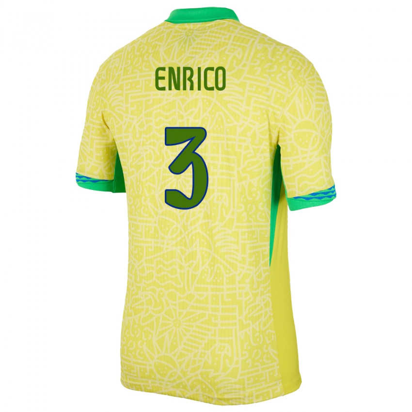 גברים ברזיל Enrico #3 צהוב ג'רזי ביתית 24-26 חולצה קצרה