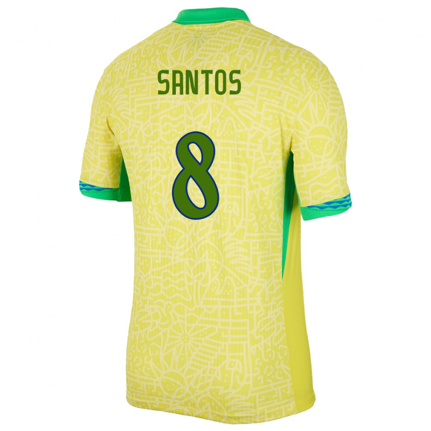גברים ברזיל Kayke Santos #8 צהוב ג'רזי ביתית 24-26 חולצה קצרה