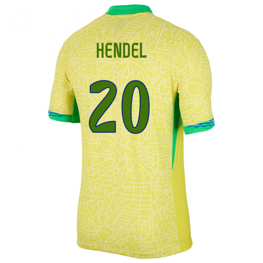 גברים ברזיל Hendel #20 צהוב ג'רזי ביתית 24-26 חולצה קצרה